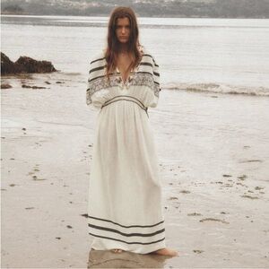 Zara Beaded XL White and Black Maxi Dress